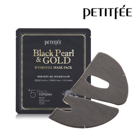 PETITFEE ����� ��� ���� ������������ ������/������ BLACK PEARL & GOLD HYDROGEL MASK PACK, 32 ��