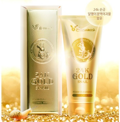ELIZAVECCA ����� ��� �������� ����� ������ � ������ 24K Gold Snail Cleansing Foam 180 ��
